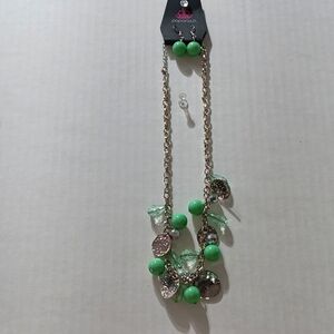 Paparazzi Mint Green and Silver Charm Necklace